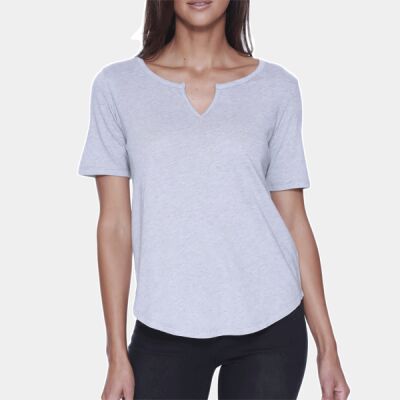 Ladies' Cotton/Modal Slit V-Neck Thumbnail