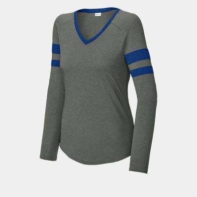 Women's Halftime Stripe Long Sleeve V Neck Tee Thumbnail