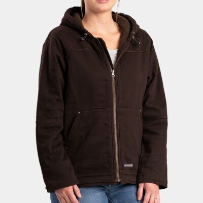 Ladies' Sherpa-Lined Twill Hooded Jacket Thumbnail