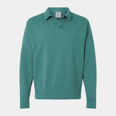 Unisex Garment-Dyed Polo Collar Sweatshirt Thumbnail