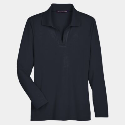 Women's CrownLux Performance® Plaited Long Sleeve Polo Thumbnail