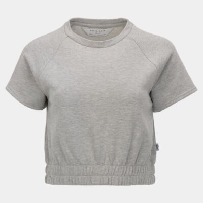 Women's French Terry Short Sleeve Cropped Crewneck Sweatshirt Thumbnail