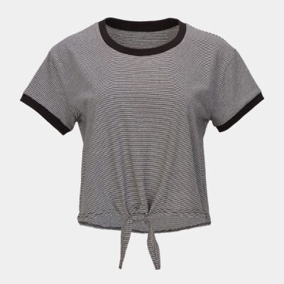 Women's Striped Tie Front T-Shirt Thumbnail