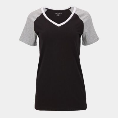 Women's Colorblocked V-Neck T-Shirt Thumbnail