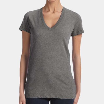 Ladies' Triblend Short-Sleeve Deep V-Neck T-Shirt Thumbnail