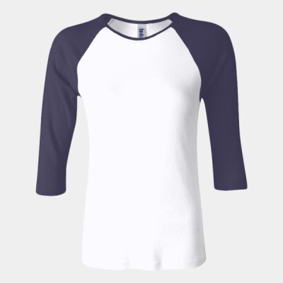 Ladies' Baby Rib Three-QuarterSleeve Contrast Raglan T-Shirt Thumbnail