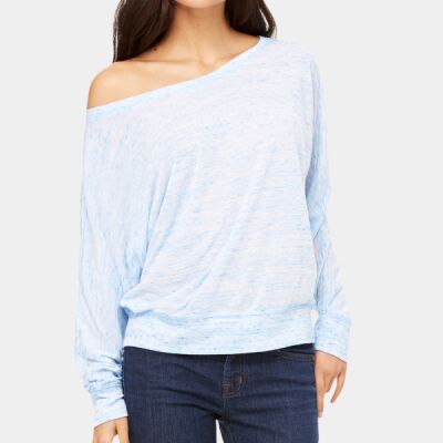 Ladies' Flowy Long-Sleeve Off Shoulder T-Shirt Thumbnail