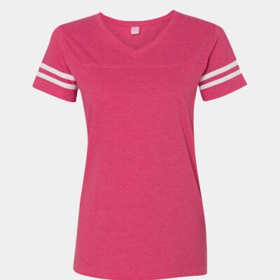 Women's Football V-Neck Fine Jersey Tee Thumbnail