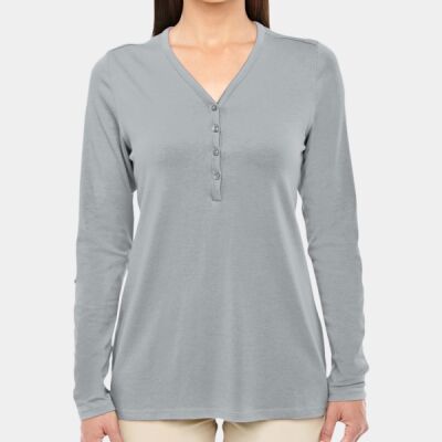 Ladies' Perfect Fit™ Y-Placket Convertible Sleeve Knit Top Thumbnail