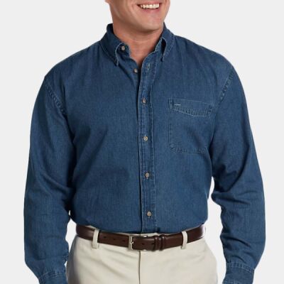 Men's Tall Long-Sleeve Denim Shirt Thumbnail