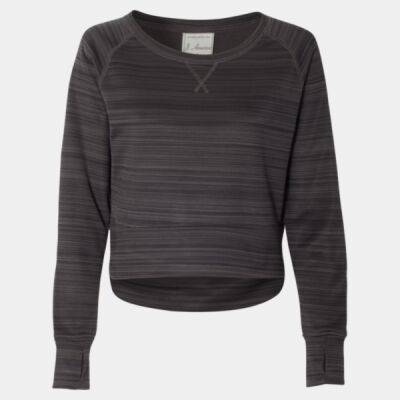 Women's Odyssey Striped Performance Fleece Hi-Low Crewneck Sweatshirt Thumbnail