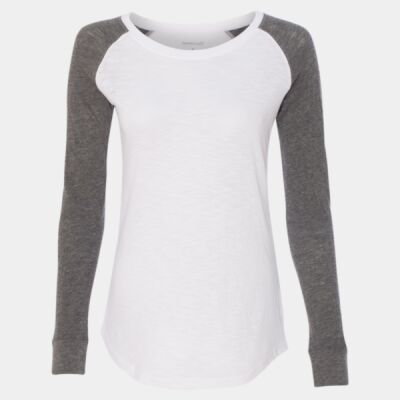 Women’s Preppy Patch Slub Long Sleeve T-Shirt Thumbnail