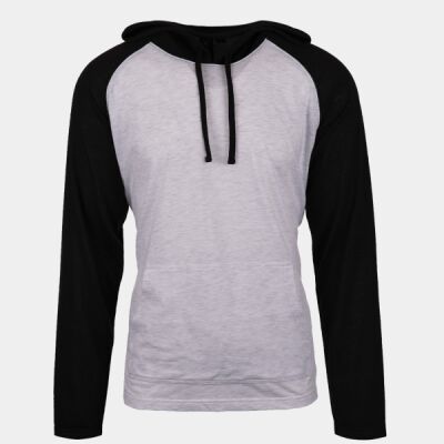 Adult Raglan Sleeve Striped Jersey Hooded T-Shirt Thumbnail