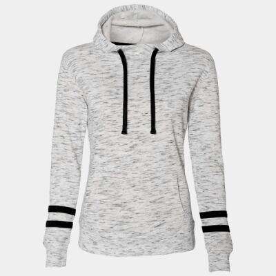 Women’s Mélange Fleece Striped-Sleeve Hooded Sweatshirt Thumbnail