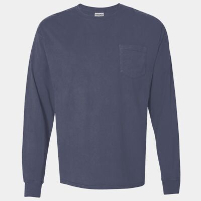 Unisex Garment-Dyed Long Sleeve T-Shirt With a Pocket Thumbnail