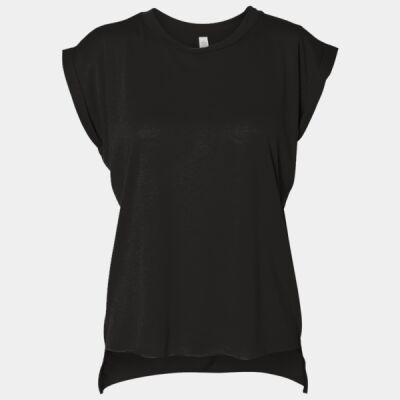 Ladies' Flowy Muscle T-Shirt with Rolled Cuff Thumbnail