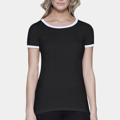 Ladies' CVC Ringer T-Shirt Thumbnail