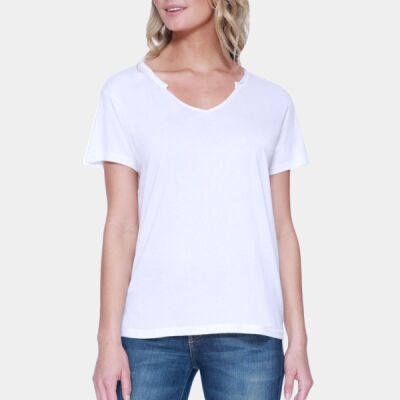 Ladies' Cotton/Modal Open V-Neck T-Shirt Thumbnail