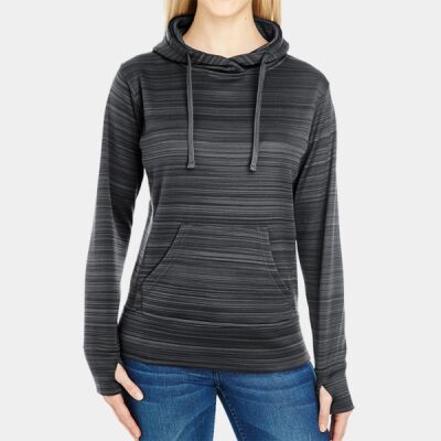 Ladies' Odyssey Striped Poly Fleece Lapover Hood Thumbnail