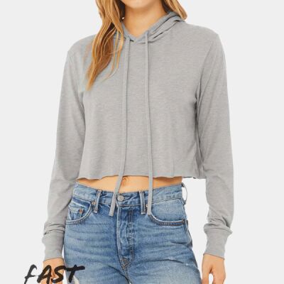 Women’s Triblend Crop Long Sleeve Hoodie Tee Thumbnail
