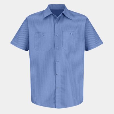 Men's Tall Industrial Stripe Short Sleeve Work Shirt Thumbnail