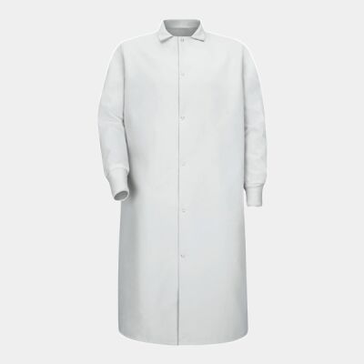 Unisex Gripper-Front Pocketless Butcher Coat With Knit Cuffs Thumbnail