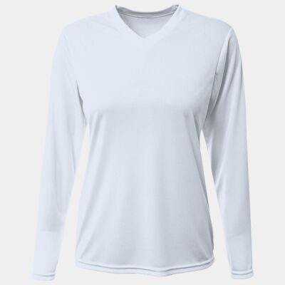 Women's USA-Made Deep V-Neck Long Sleeve T-Shirt Thumbnail