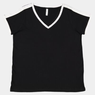 Women's Curvy Retro Ringer Premium Jersey V-Neck Tee Thumbnail