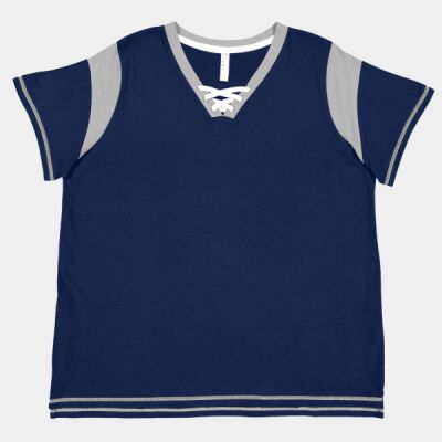 Women's Curvy Lace Up Fine Jersey Tee Thumbnail