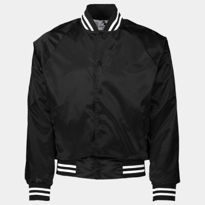 Unisex Satin Baseball Jacket Striped Trim Thumbnail