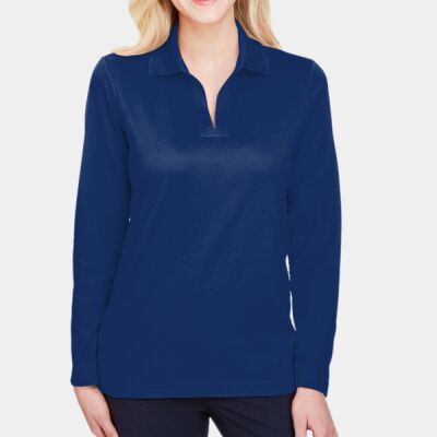 CrownLux Performance® Ladies' Plaited Long Sleeve Polo Thumbnail