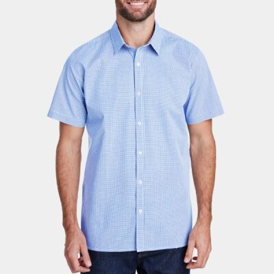 Men's Microcheck Gingham Short-Sleeve Cotton Shirt Thumbnail