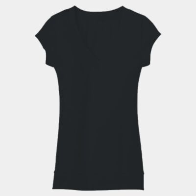 Juniors Cotton/Spandex Banded V Neck Tee Thumbnail