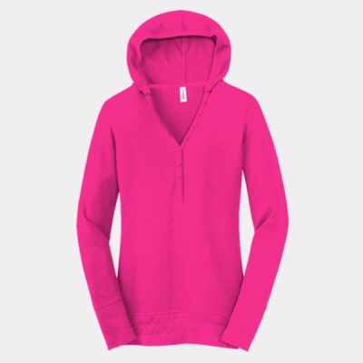 Juniors Long Sleeve Thermal Henley Hoodie Thumbnail