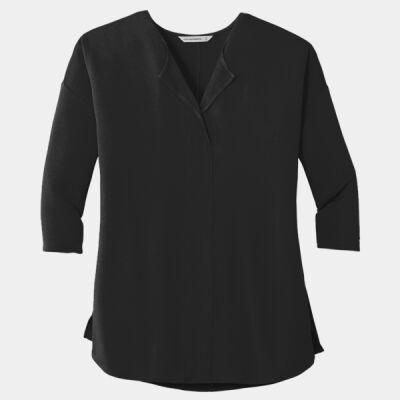 Ladies Concept 3/4 Sleeve Soft Split Neck Top Thumbnail